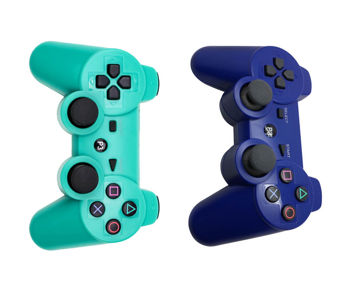 PS3 Controller Wireless Gamepad for PlayStation 3 Bluetooth Game Controller Remote Control Support PS3 with USB Cable (green + blue)
