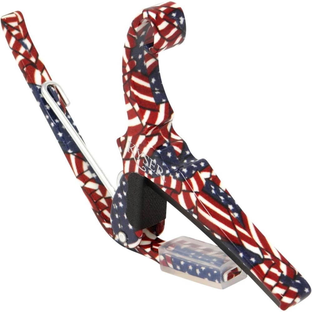 Kyser Quick-Change Capo 2-Pack for 6-String Acoustic Guitar Red/White/Blue