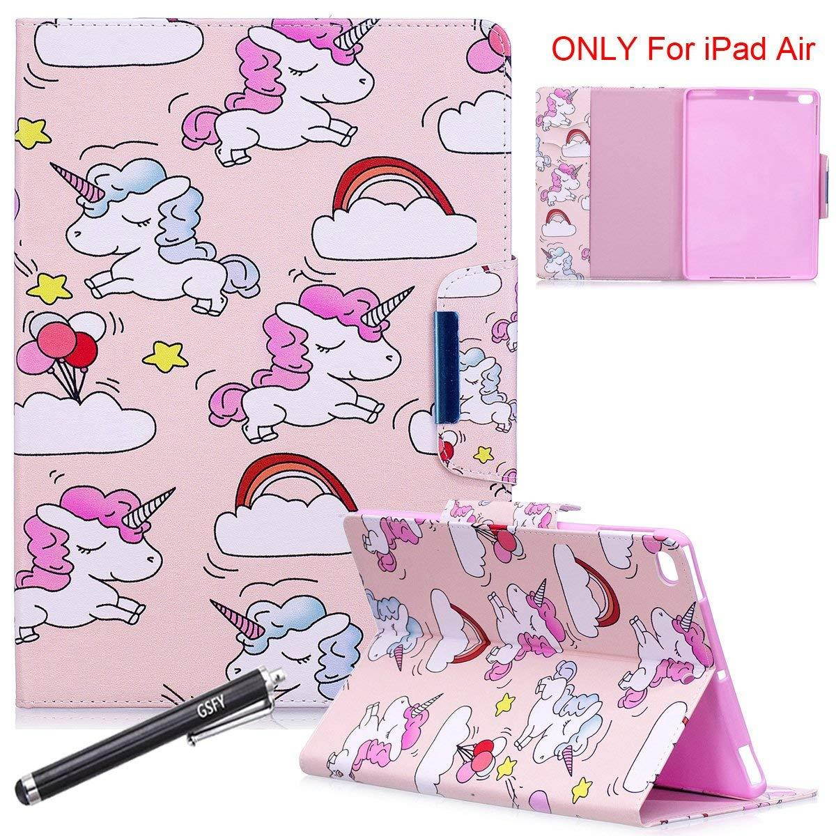 iPad Air case, iPad Air 2 case, Newshine PU Leather Multi-Angle Protective Magnetic Flip Stand Smart Credit Card Slot Case with Auto Sleep/Wake for Apple iPad Air/iPad Air 2 - Unicorn