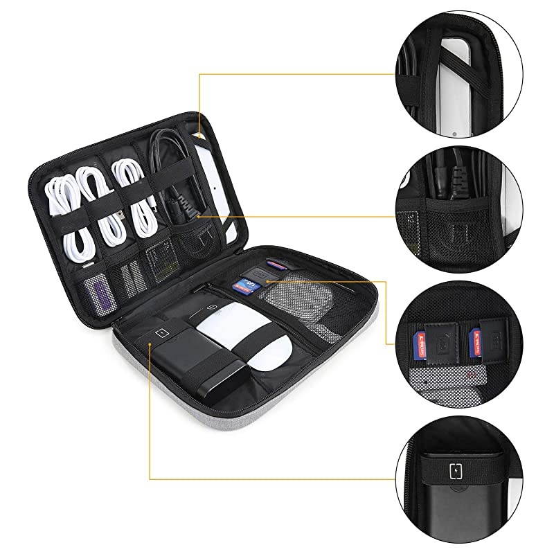 Electronic Organizer Travel Cable Organizer Electronics Accessories Cases for 7.9&rsquo;&rsquo; iPad Mini, Cables, Chargers, USB, SD Card