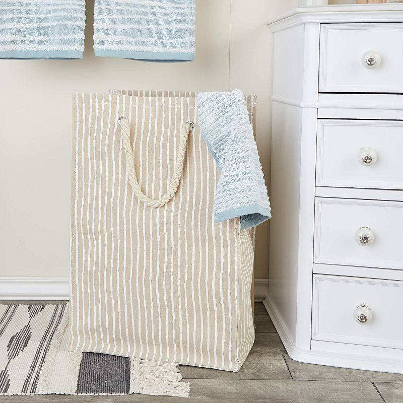 Household Essentials Round Brushed Stainless Hamper Wood Lid