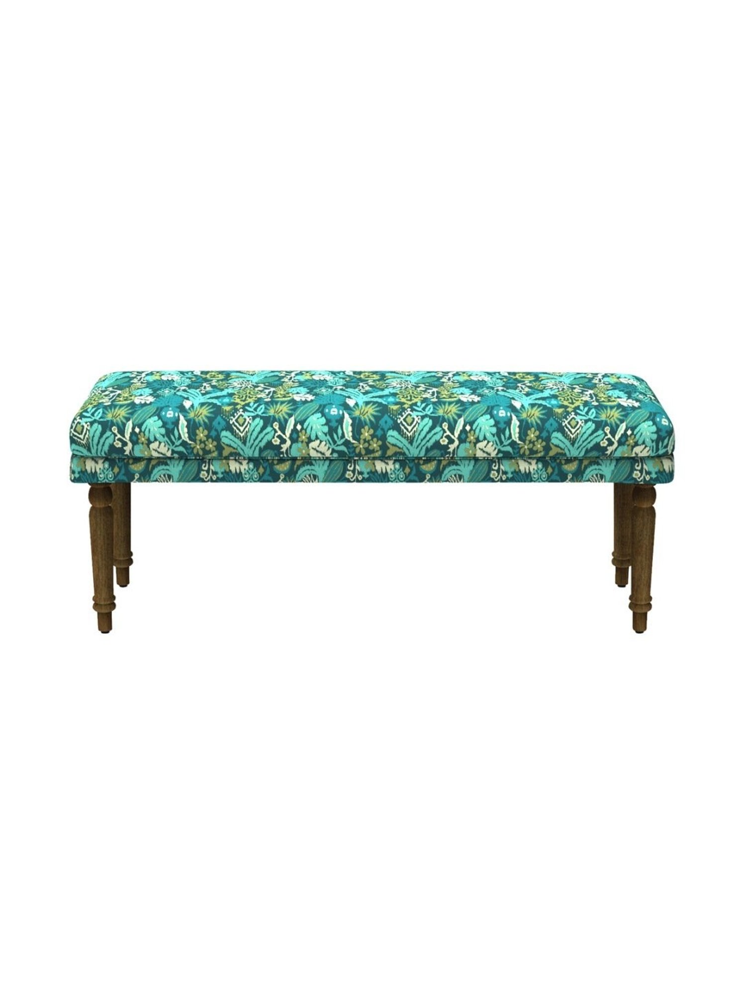 Chumbak Nawaab Tropical Ikat Green Sheesham Wood Bench