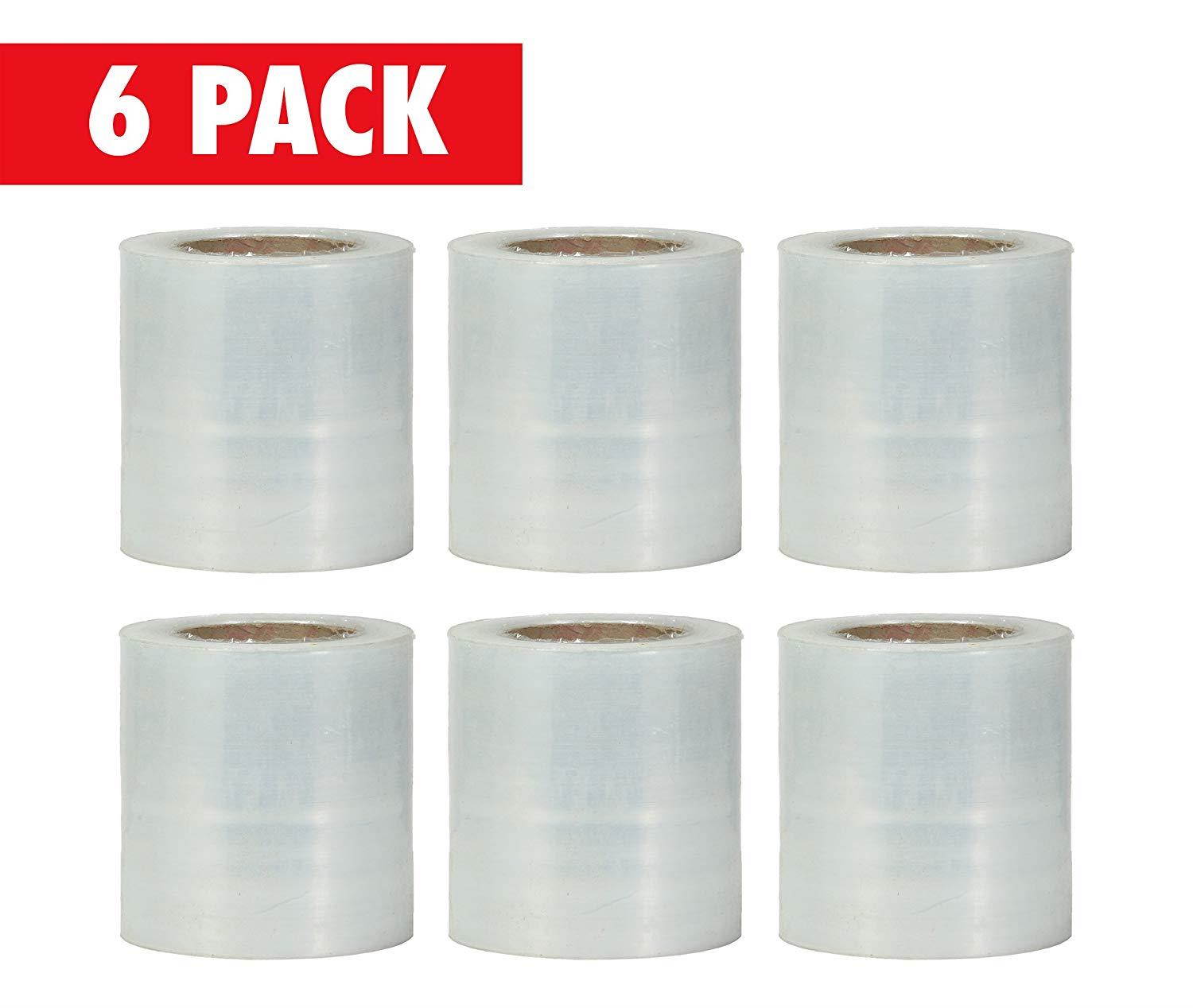 Plastic Stretch Pallet Wrap Core, 5 Inches X 1000 Feet, 80 Gauge, Clear Shrink Stretch Film Roll, Furniture, Boxes, Pallets, Industrial Strength, Made in USA (6-Pack)