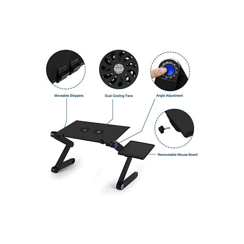 Laptop Bed Table, Portable Laptop Workstation Notebook Stand Reading Holder with 2 CPU Cooling Fans and Mouse Pad in Bed Couch Sofa Office