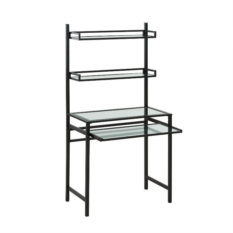 Faulkner Metal/Glass Small Space Desk with Hutch Black - Aiden Lane