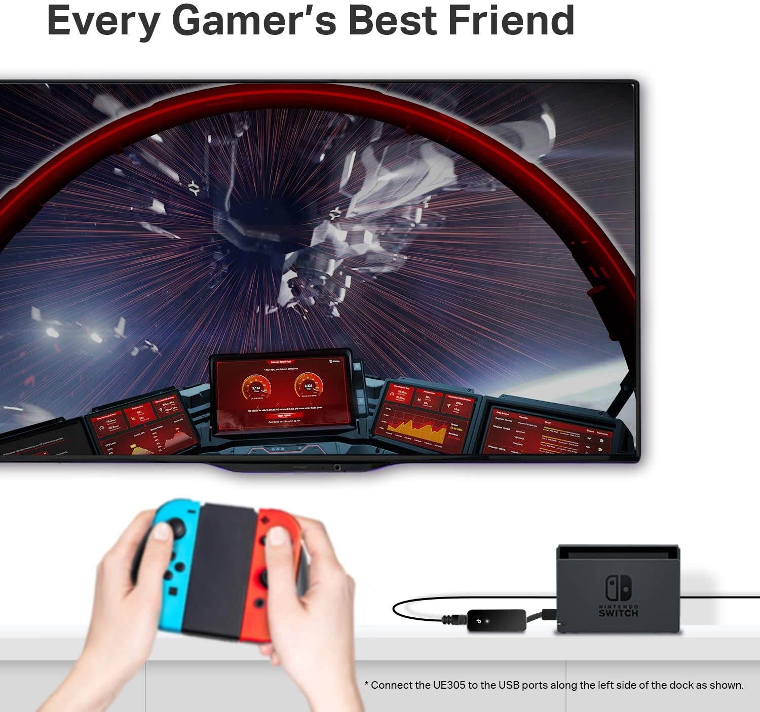 TP-Link USB to Ethernet Adapter (UE305) Foldable USB 3.0 to Gigabit Ethernet LAN Network Adapter Supports WindowsLinux Apple MacBook Surface