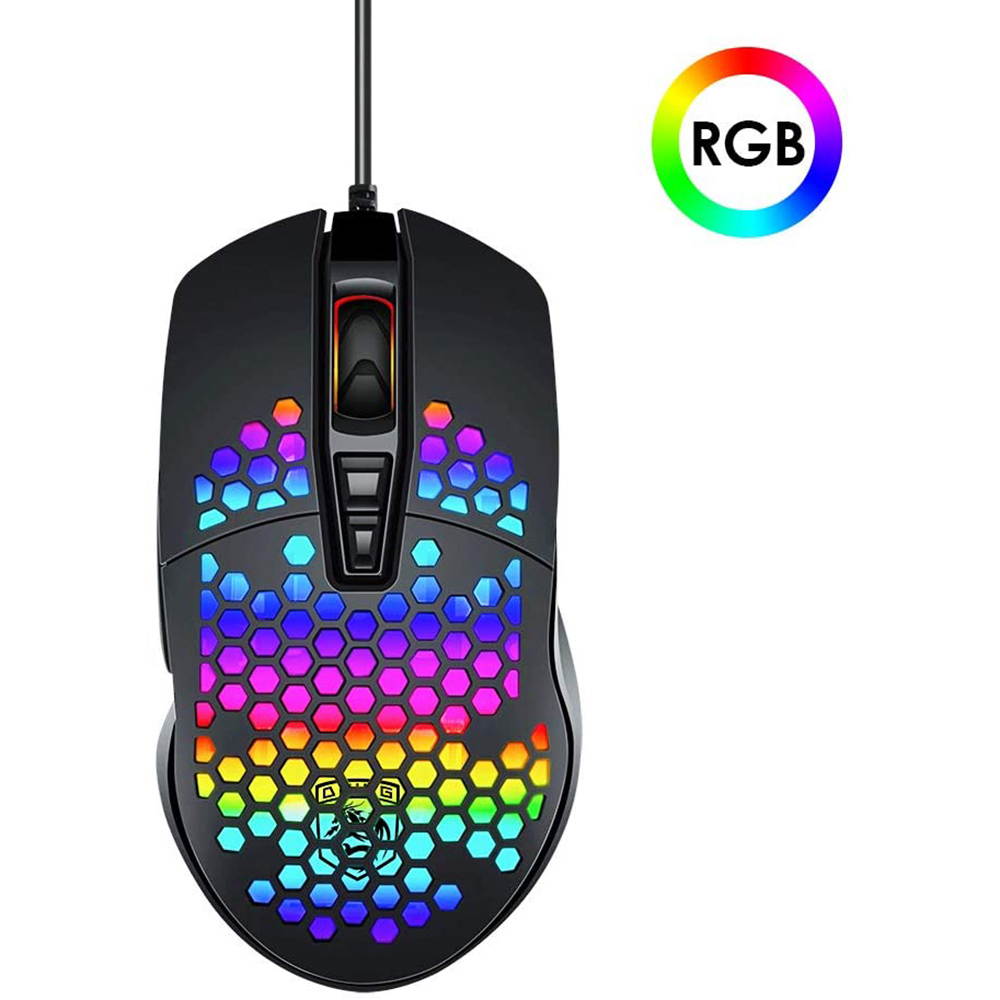 Lightweight Gaming Mouse Wired Honeycomb Hollow RGB Streamer 6400 DPI Programming Optical Sensor Pixert 3325 78G for PC X-Box PS4 Gamer