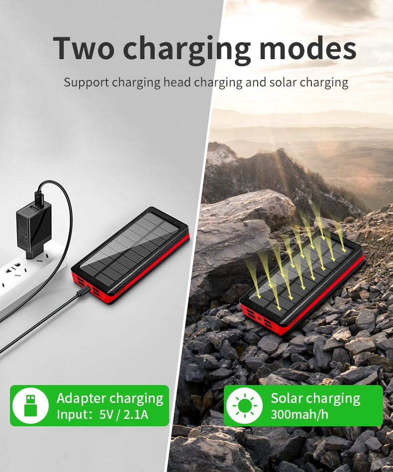 15000mAh Wireless Solar Power Bank Portable Charger Large Capacity 4 USB External Battery LED Fast Charging for Xiaomi IPhone