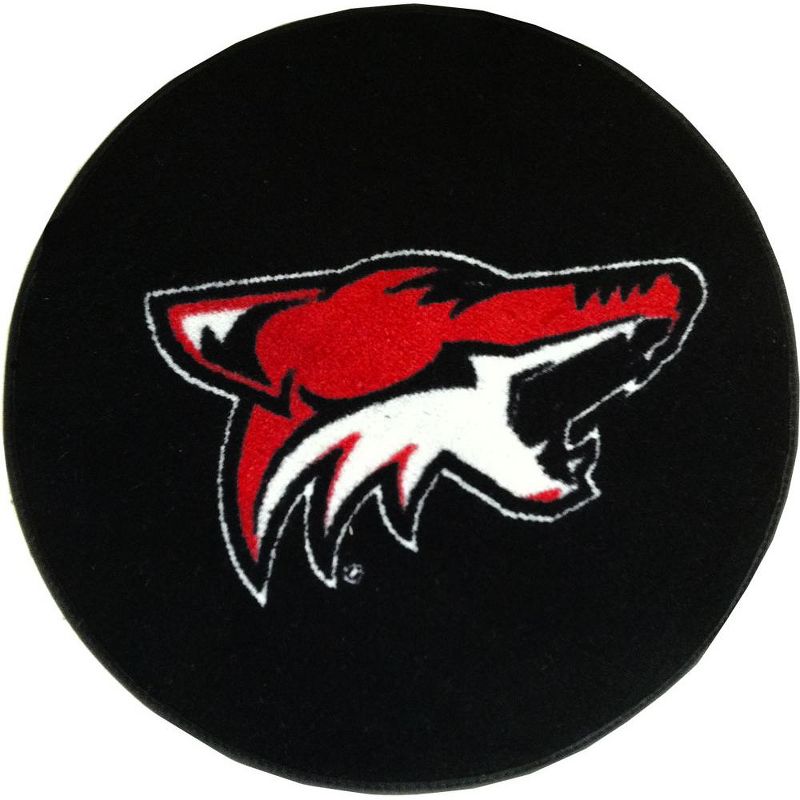 NHL Phoenix Coyotes Hockey Puck Shaped Round Accent Rug - Arizona Coyotes.