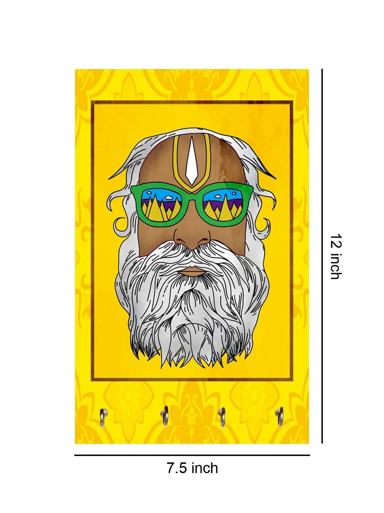 999Store Yellow & White MDF  Key Holder - Set of 1