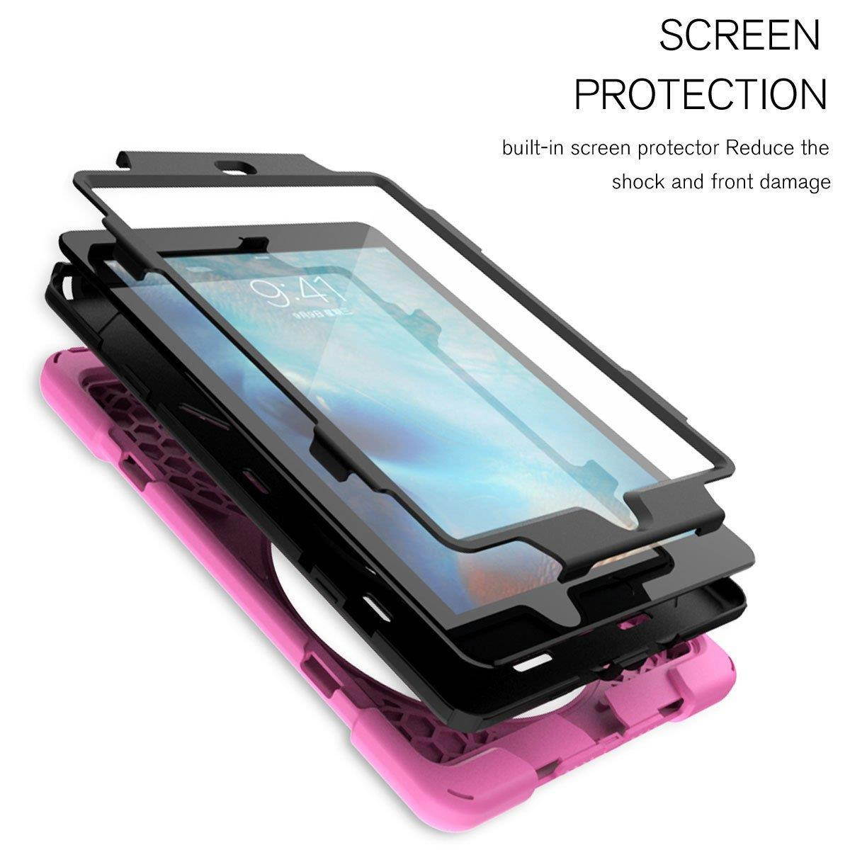 FastSun 360 Rotating Stand Shockproof Armor Hard Back Case Cover For iPad 2 (Pink)