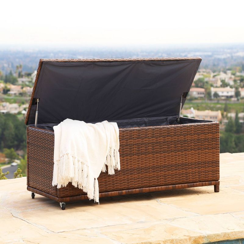 Manchester Outdoor Wicker Storage Ottoman Brown - Abbyson Living