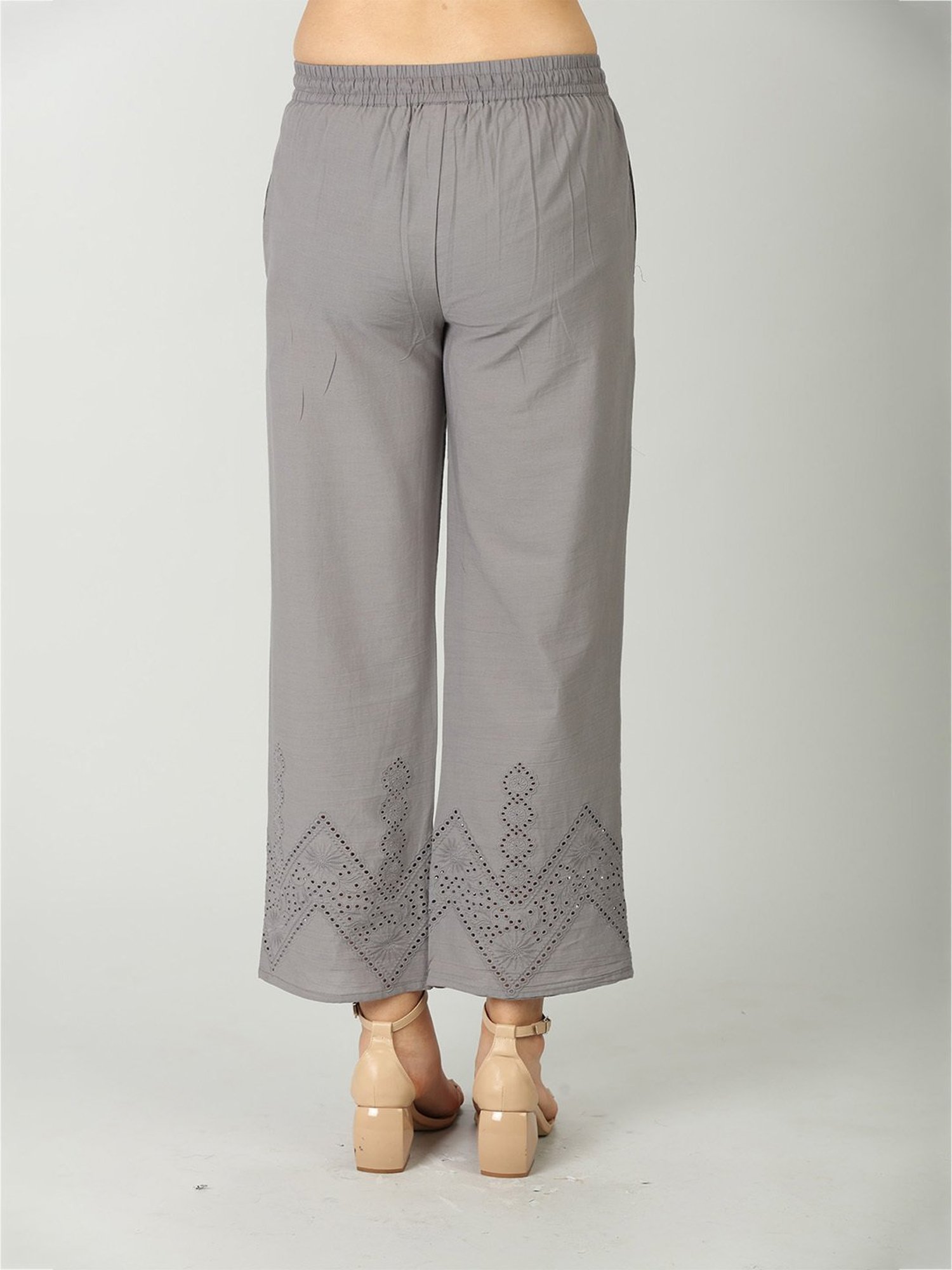 Mustard Grey Cotton Palazzos