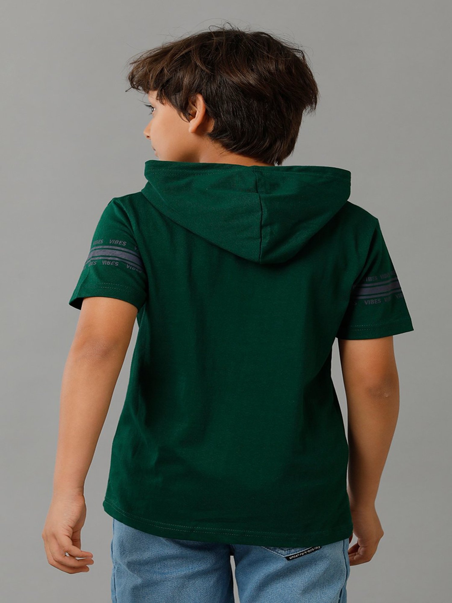 Under Fourteen Only Kids Green Printed T-Shirt