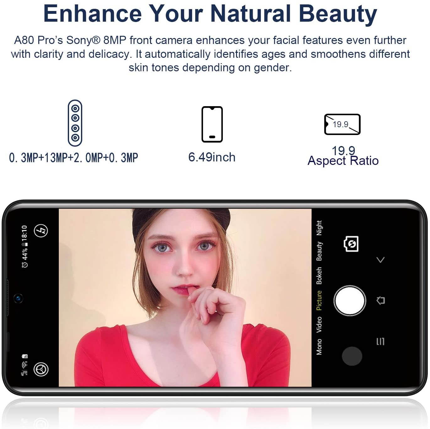 Unlocked Cell Phones, Blackview A80 Pro 4GB+64GB Unlocked Smartphone, 6.49 inches Mobile Phone, Android 9.0, 13MP+8MP, 4680mAh 4G Dual SIM Unlocked Phones, Fingerprint/Face ID for AT&T Cricket Phones