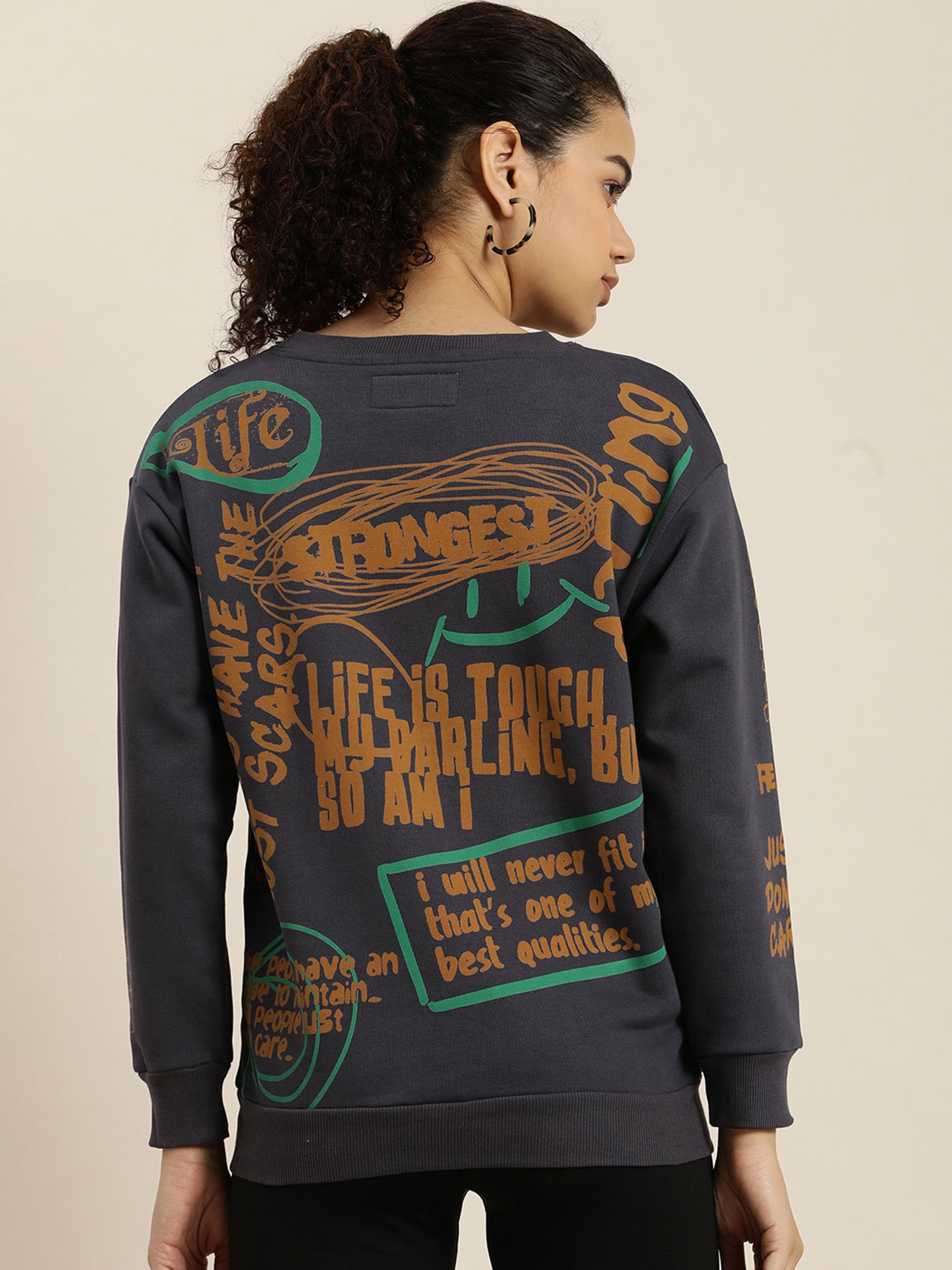 Difference of Opinion Grey Graphic Print Sweatshirt