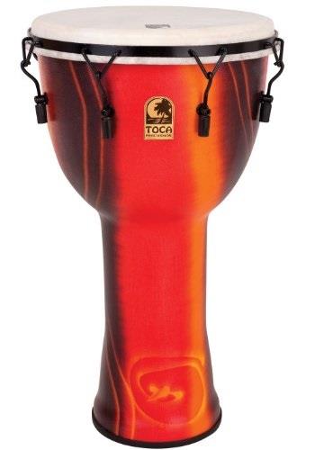 toca sfdmx14fb freestyle mechanically tuned 14inch djembe with bag  bali red finish