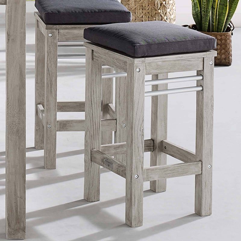 Wiscasset Outdoor Patio Acacia Wood Bar Stool - Light Gray - Modway