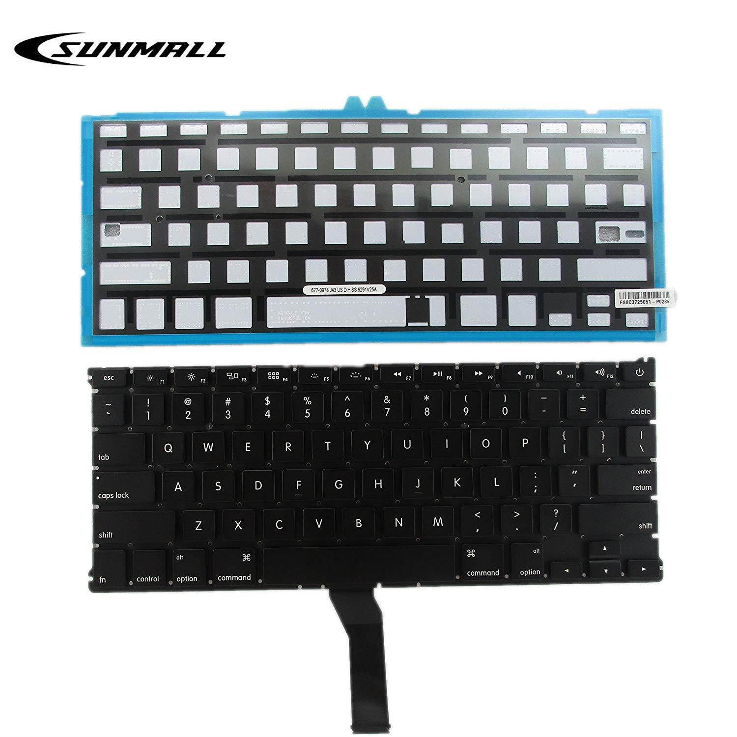 SUNMALL Backlight Backlit keyboard replacement for Apple Macbook Air 13" A1369 (2011) A1466 (2012-2015) MJVE2LL/A MD760LL/A MC965LL/A MD231LL/A MJVG2LL/A Series Laptop Keyboard (6 Months Warranty)