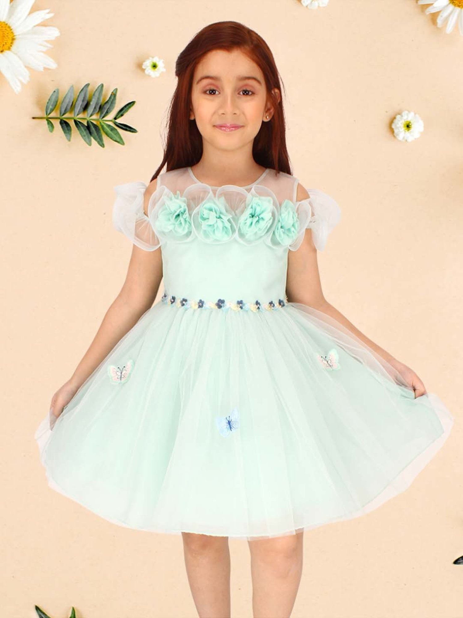 Cutecumber Kids Green Applique Dress