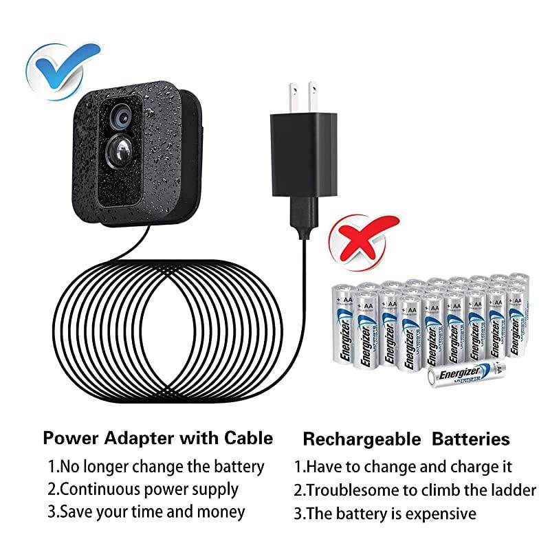 Power Adapter for Blink XT XT2 Outdoor amp Indoor Camera Long and Thin 25 ft75m Weatherproof Cable Continuously Charging Your Blink Security Camera Black