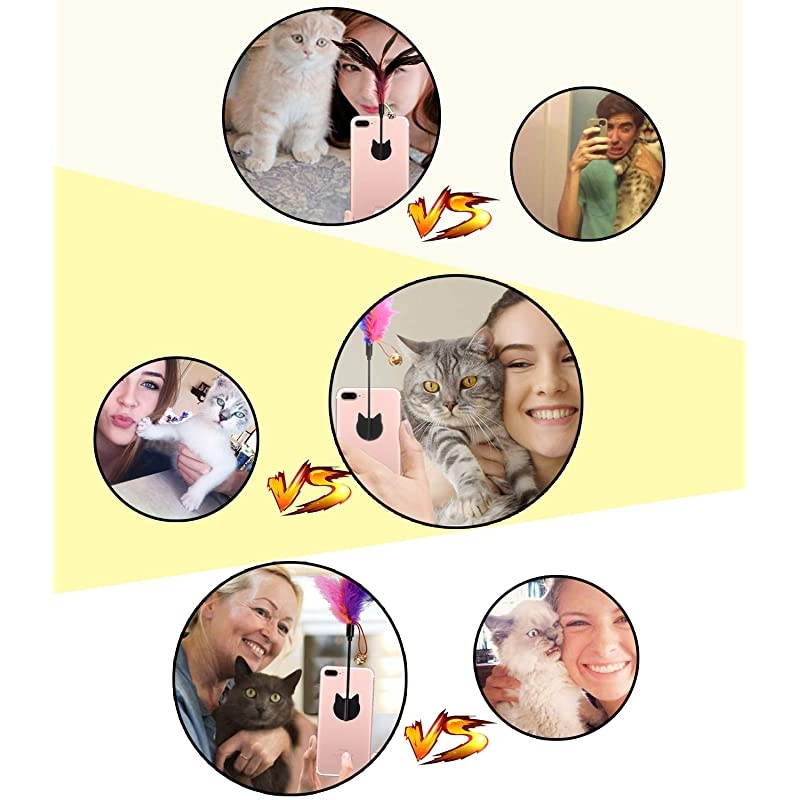 Selfie Cat Cat Selfie Stick with Funny Feather Teaser for Attract Cat AttentionReusable Removable Damage Free Compatible with All iPhone Sumsung Google Huawei Smartphone Tablet Models