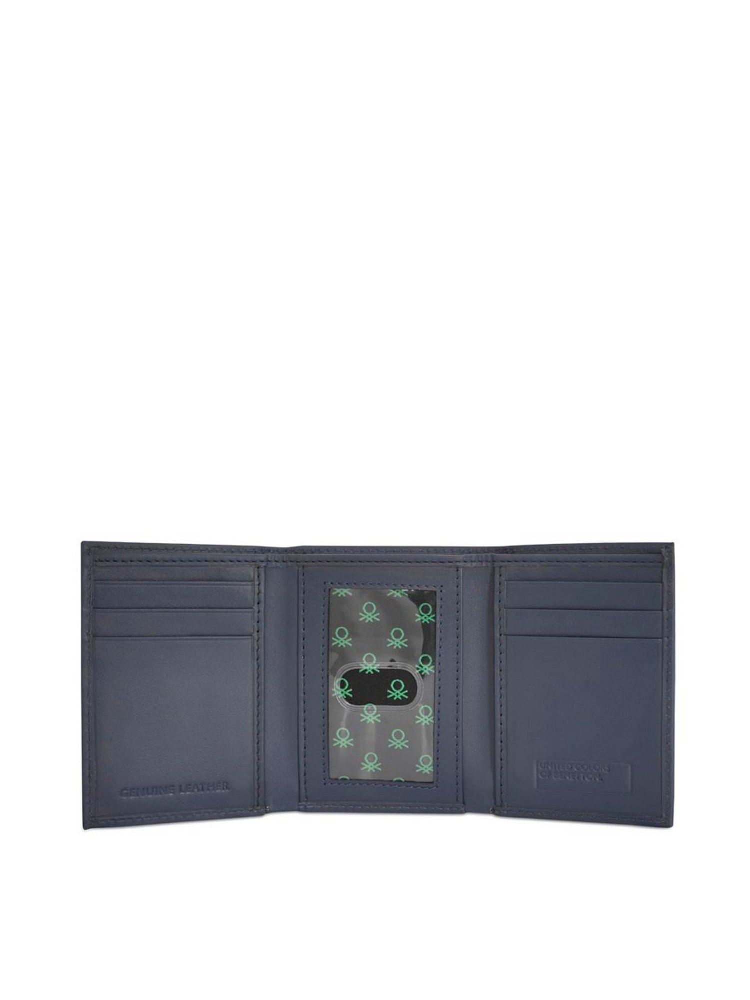 United Colors of Benetton Toledo Navy Leather Solid Tri-Fold Wallet