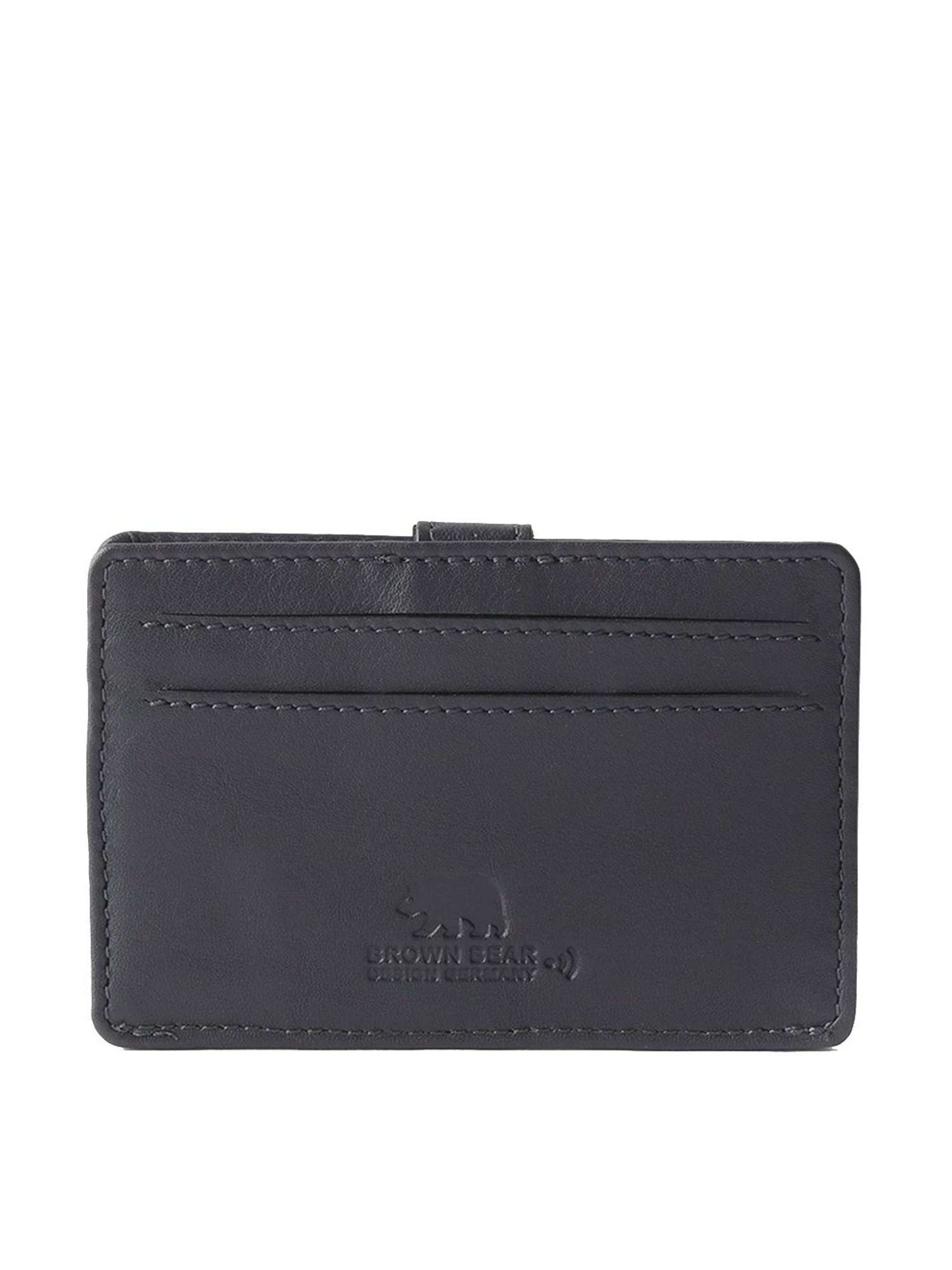 Brown Bear Black Casual Leather Rfid Card Holder for Men
