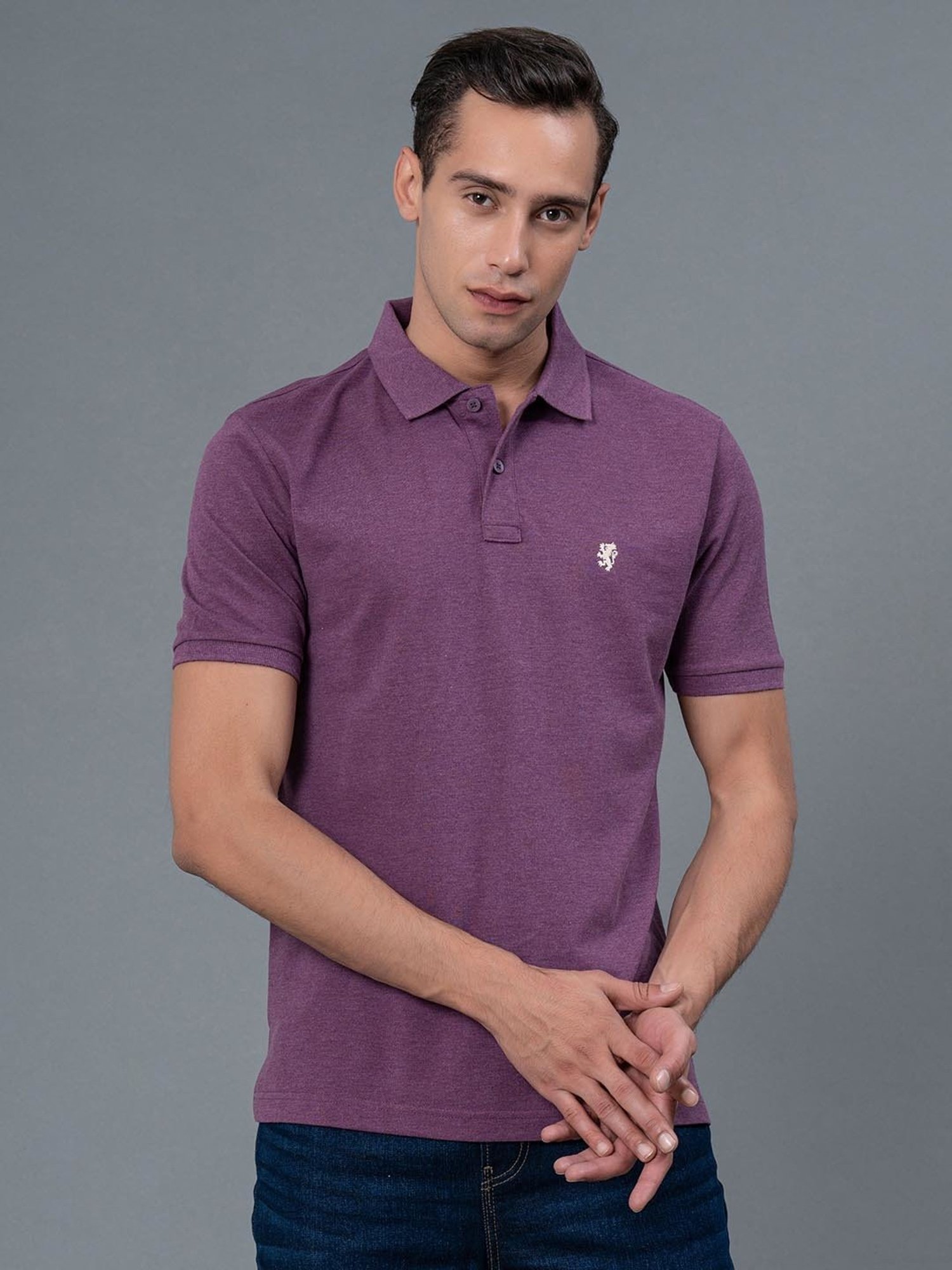 Red Tape Mauve Melange Regular Fit Polo T-Shirt