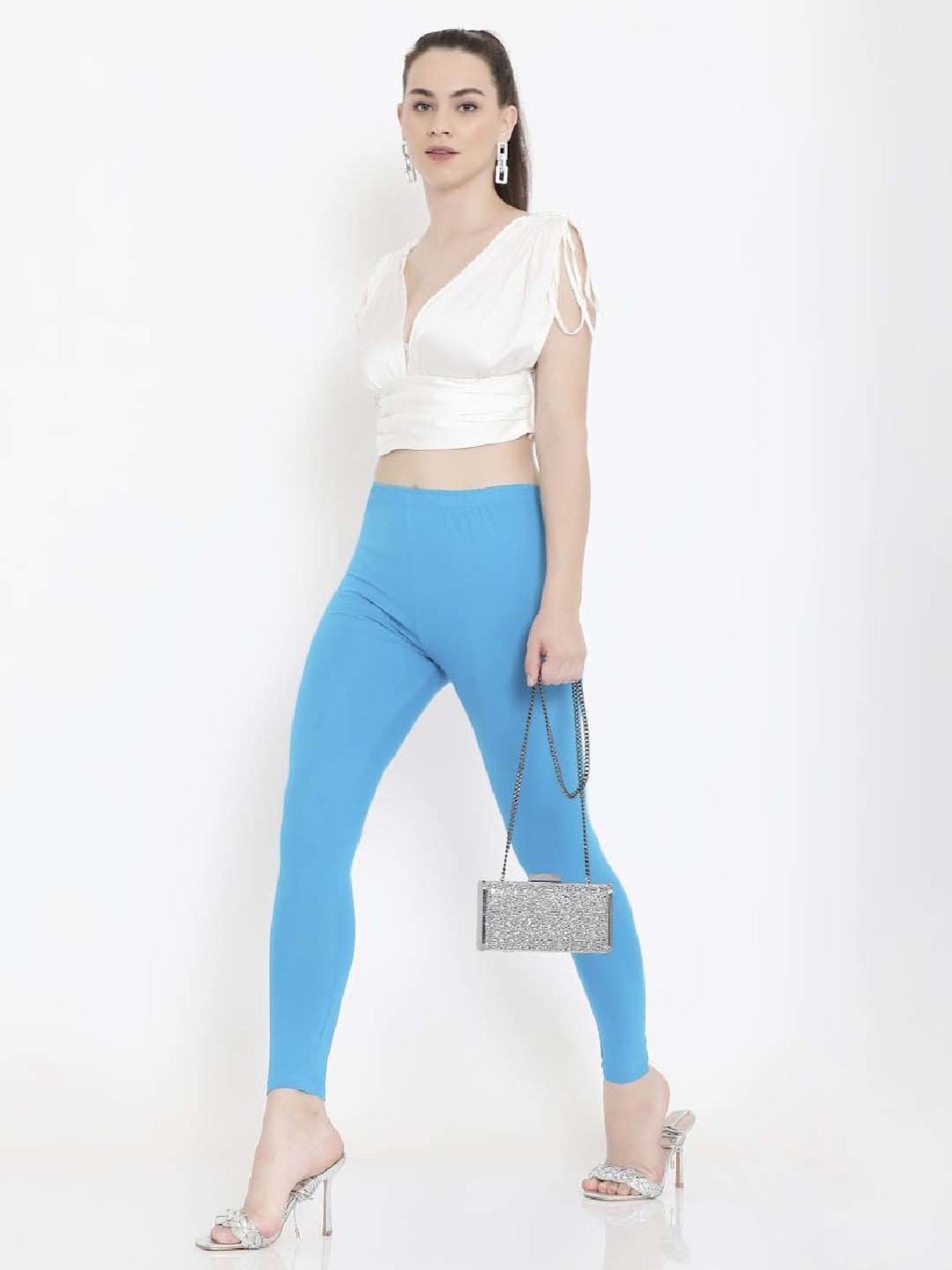 FEELINGS Blue Plain Leggings