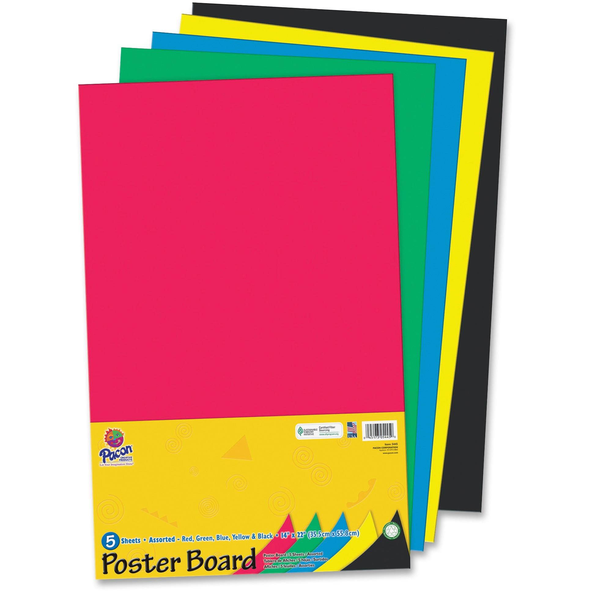 UCreate Poster Board Package - Craft - 14" x 22" - 5 / Pack - Assorted