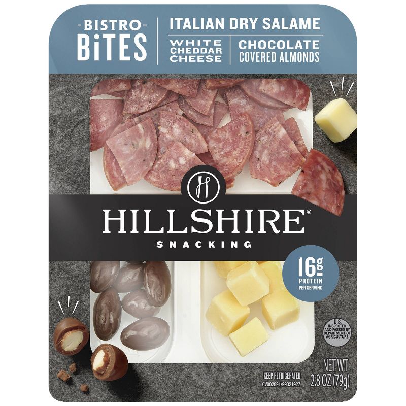 Hillshire Farm Snacking Bistro Bites with Italian Dry Salami, White Cheddar & Chocolate Almonds - 2.8oz