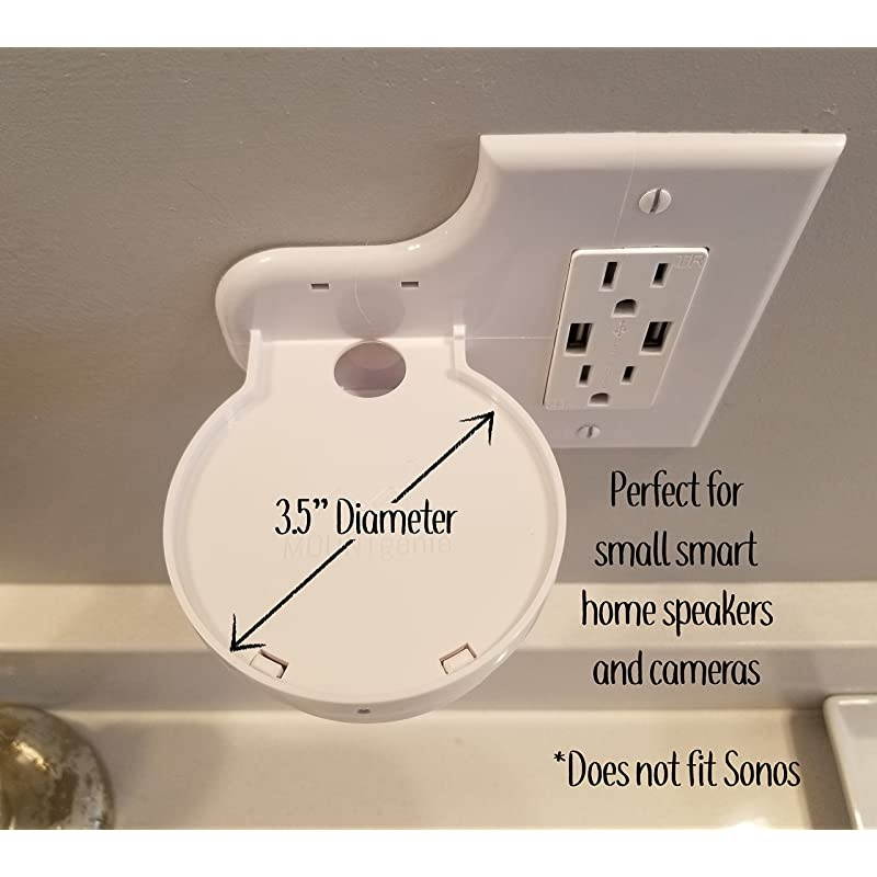 Smart Home Outlet Shelf Hidden Cord Storage and Extra Custom Short Cords Great for Google Home Nest Security Cameras Smart Speakers and more
