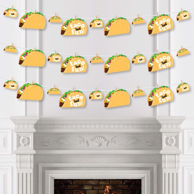 Big Dot of Happiness Taco 'Bout Fun - Mexican Fiesta DIY Decorations - Clothespin Garland Banner - 44 Pieces