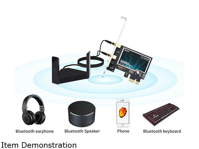fenvi PCE-AX200T WiFi 6 PCIe Desktop Intel AX200 Wifi Card 3000Mbps Bluetooth 5.0 802.11ax/ac Adapter, Wireless PCI Express  2.4Ghz/5.0Ghz Dual Band MU-MIMO OFDMA Magnet Antenna for Windows 10 Linux