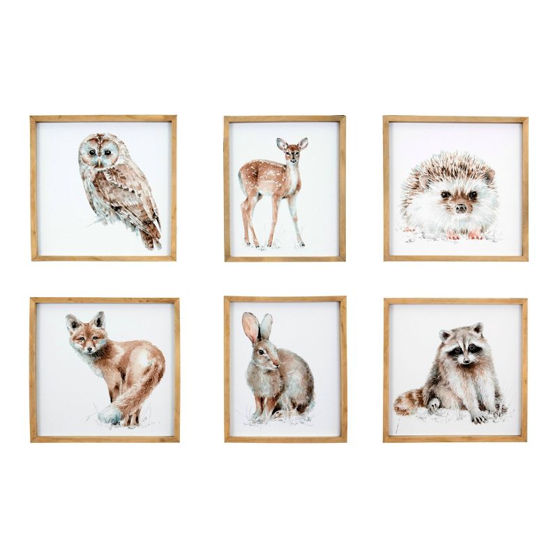 Set of 6 Animal Portrait Wood Wall Art - 3R Studios