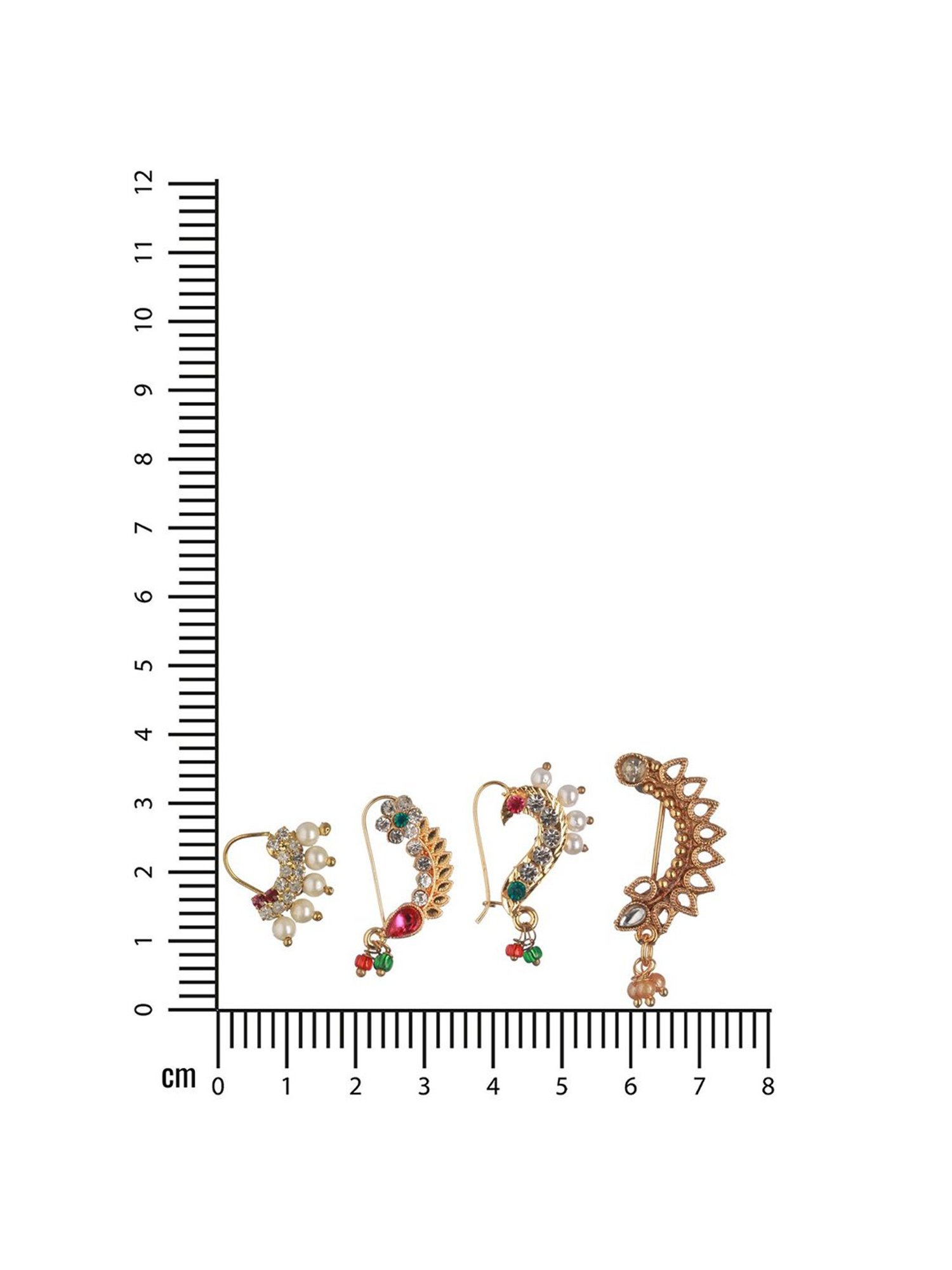 Aatmana Stone-Studded & Pearl Beaded Marathi Nosepin for Women - Pack of 4