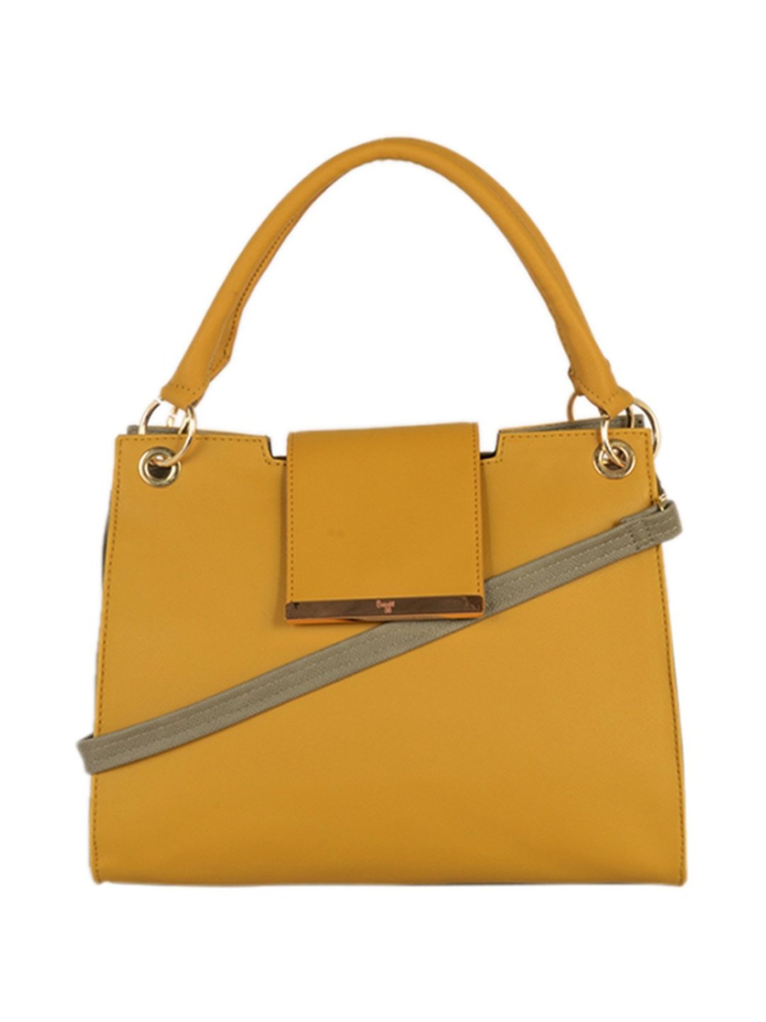 Baggit Yellow Solid Medium Handbag