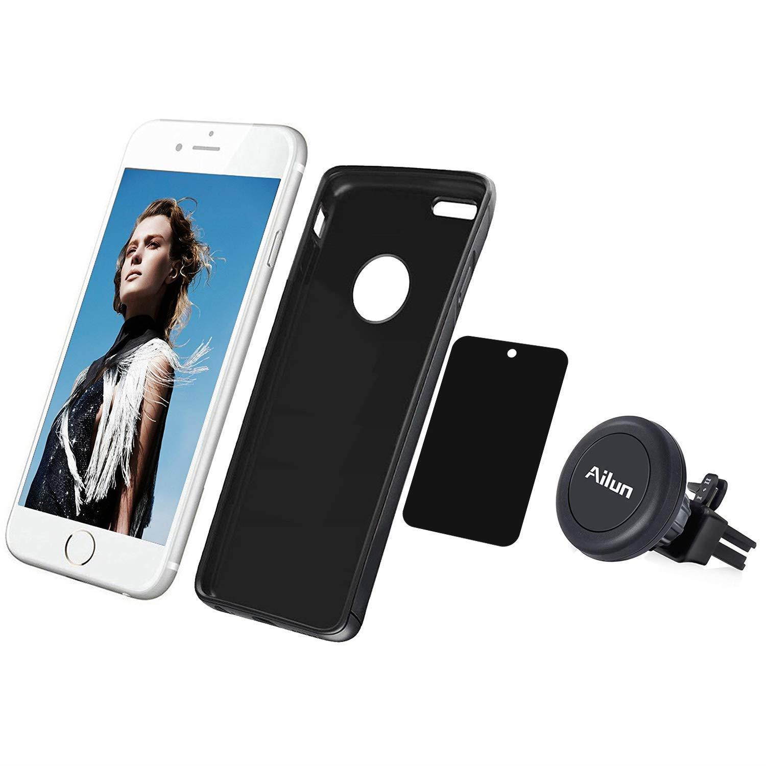 AILUN Car Phone Mount,Magnet Key Clip Holder,Air Vent Magnetic Holder 2Pack Universal Compatible iPhone X/Xs/XR/Xs Max/8/8Plus/7,Galaxy S9/S9+,S8/S8+ S7/S7 Edge,Google,LG,HTC and More[Black]