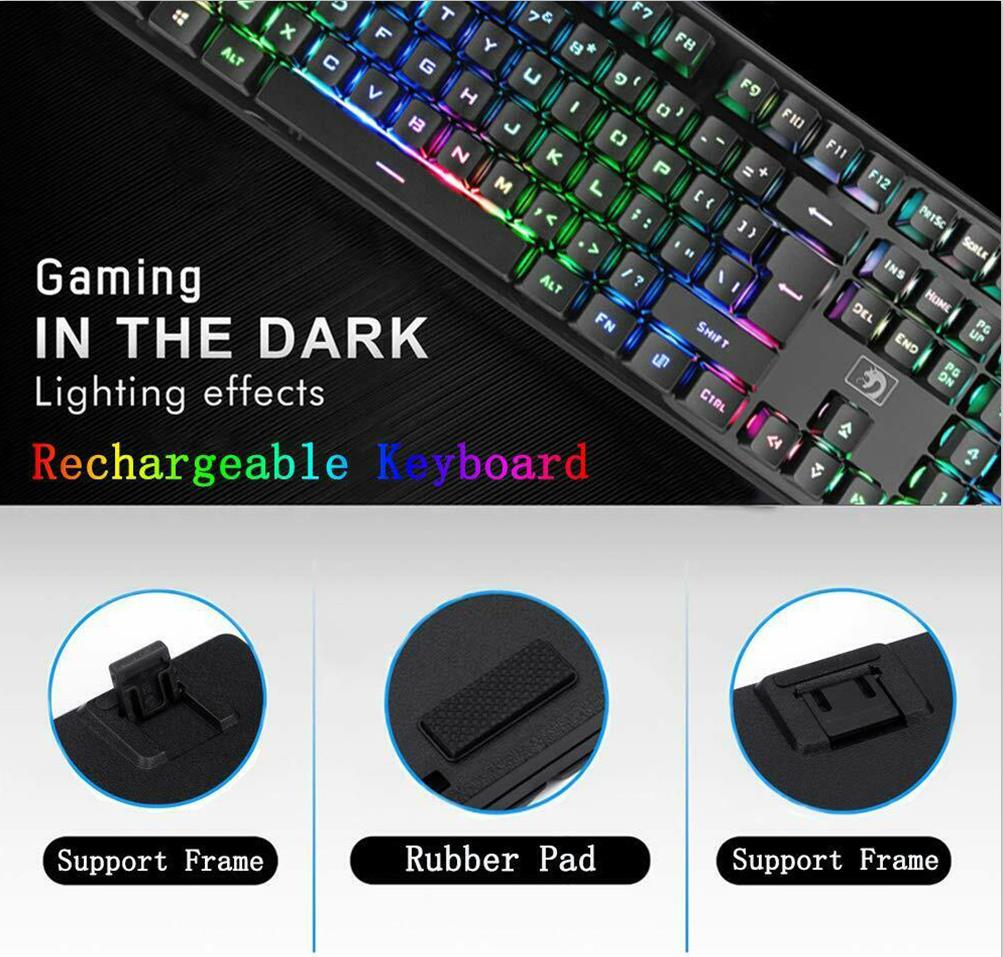 Wireless Rechargeable Gaming Keyboard and Mouse, 104 Keys Rainbow Backlight Waterproof Mechanical Feel Keyboard With Mouse for Laptop PC Gamer