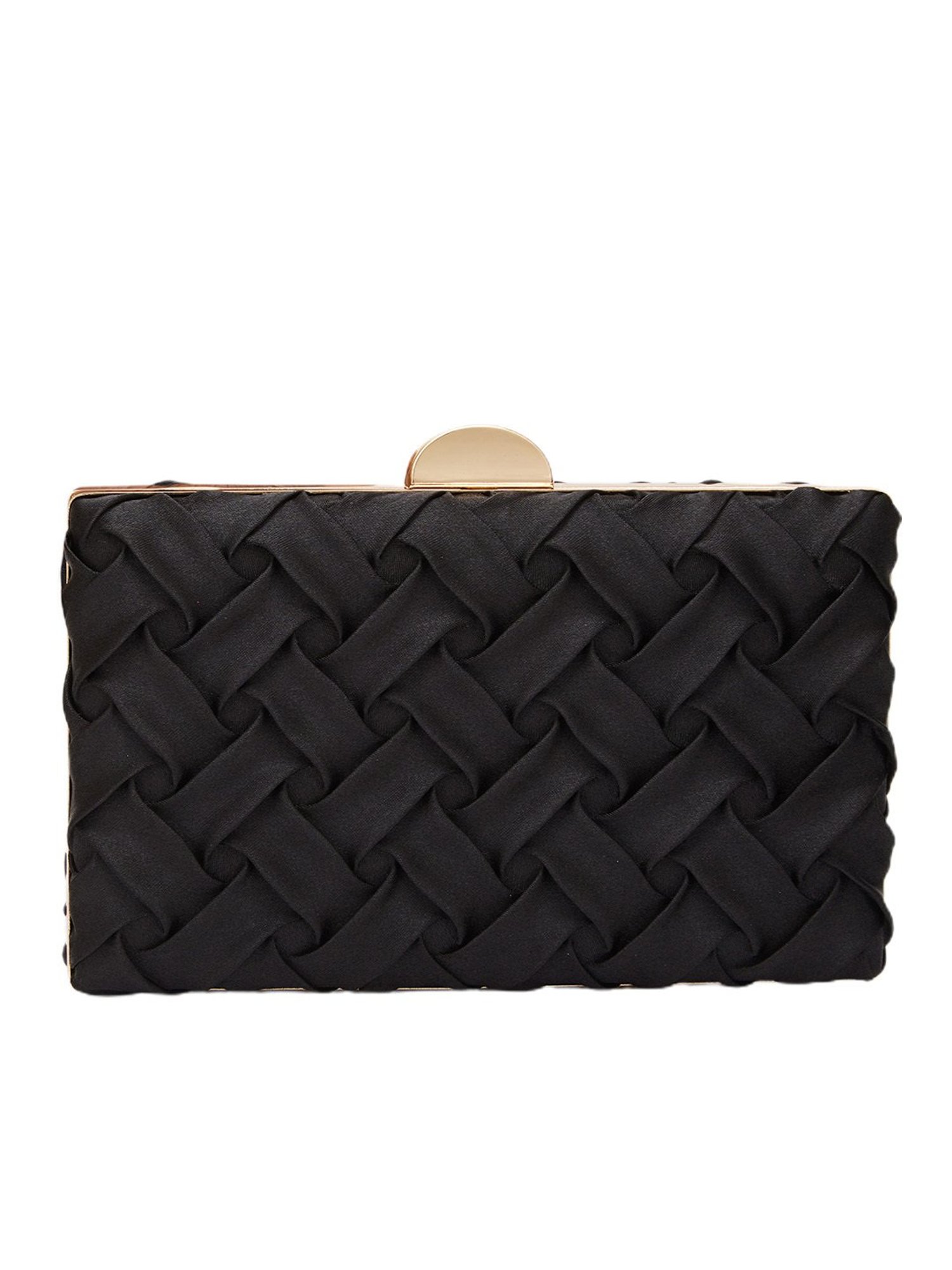 Globus Black Textured Small Party Box Clutch