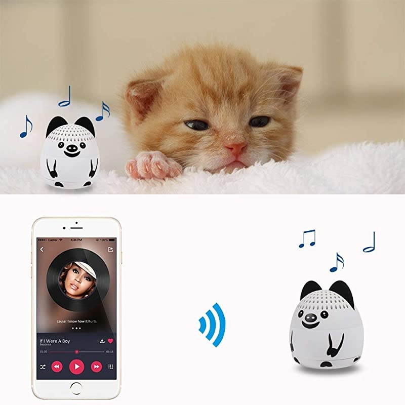 Small Bluetooth Speaker Mini Size but Great Sound QualityPhoto Selfie Button amp Answer Phone CallsBTS0011A White Pig