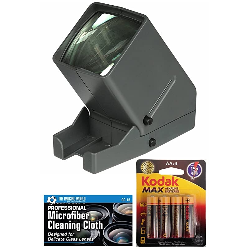35mm Desk Top Portable LED Negative and Slide Viewer + AA Batteries + Microfiber Cleaning Cloth