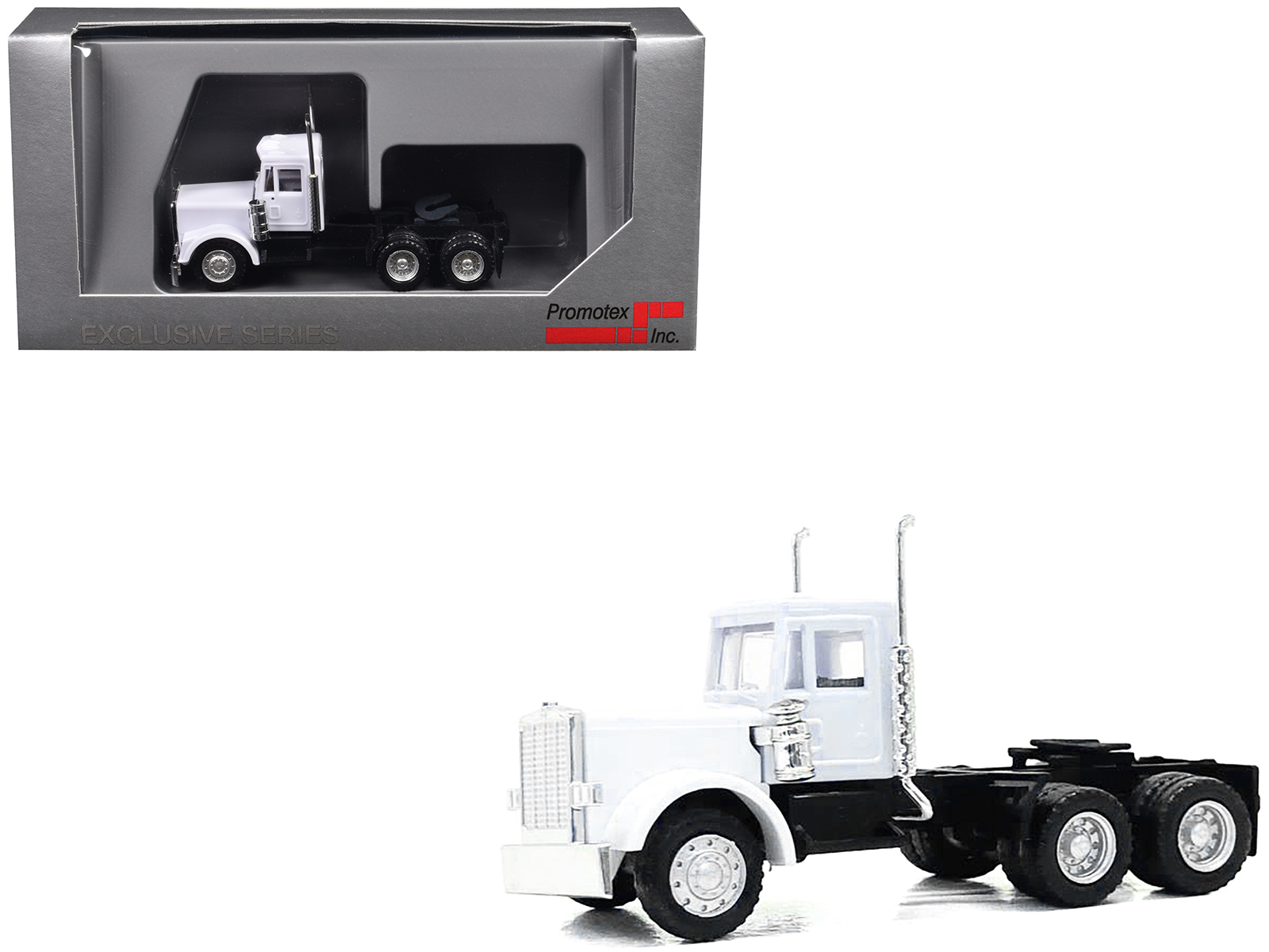 Peterbilt Short Day Cab with Updated Grill White 1/87 (HO) Plastic Model Car by Promotex