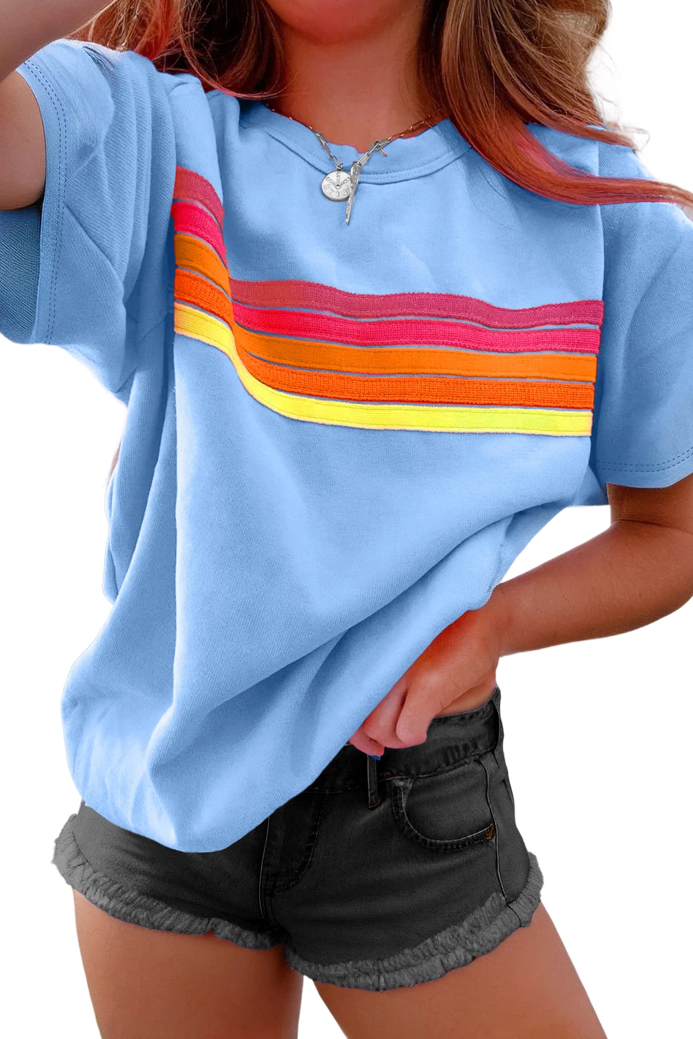 Red Cheetah Print Casual Short Sleeve Crew Neck T Shirt