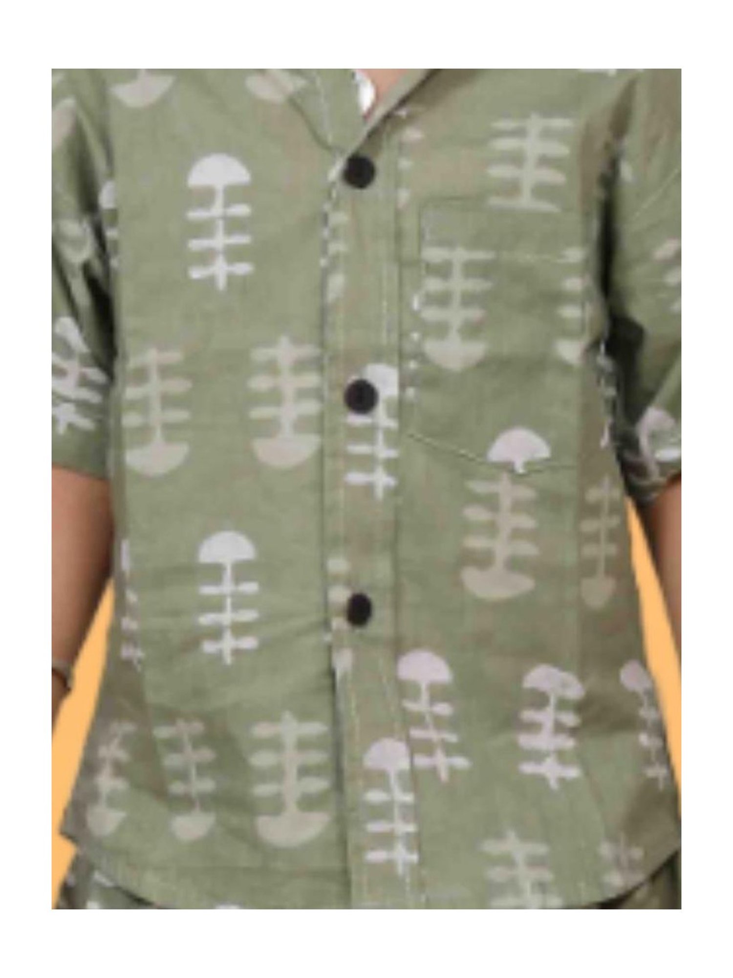 Tippy Top Kids Olive Printed Shirt with Shorts