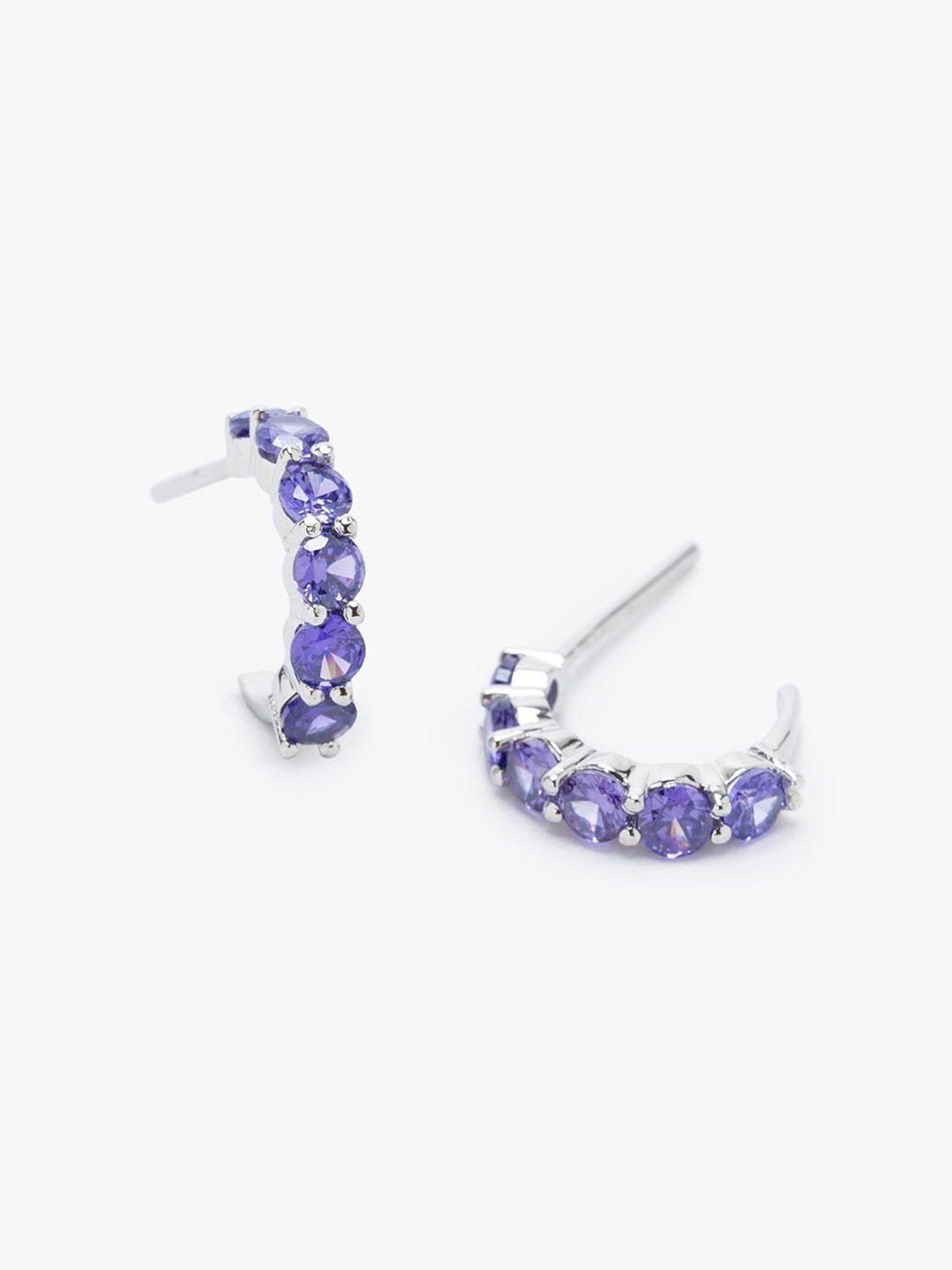 March by FableStreet Sterling Silver Amethyst Zircon Hoop Earrings for Women