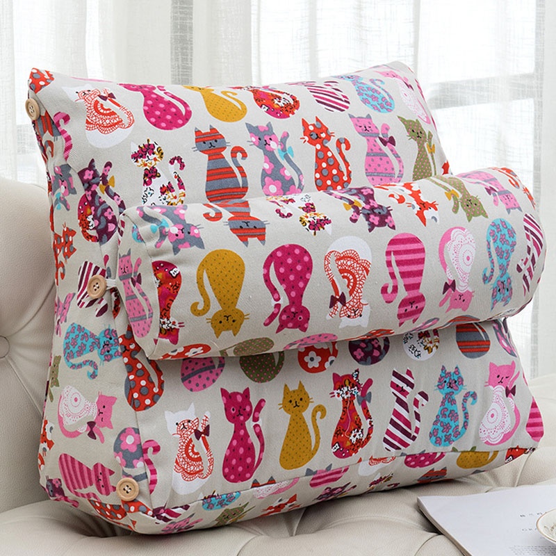 Pillow Triangle Cushion Plain Large Pillow Cotton Linen Backrest Tournure For Office Chair Home  10