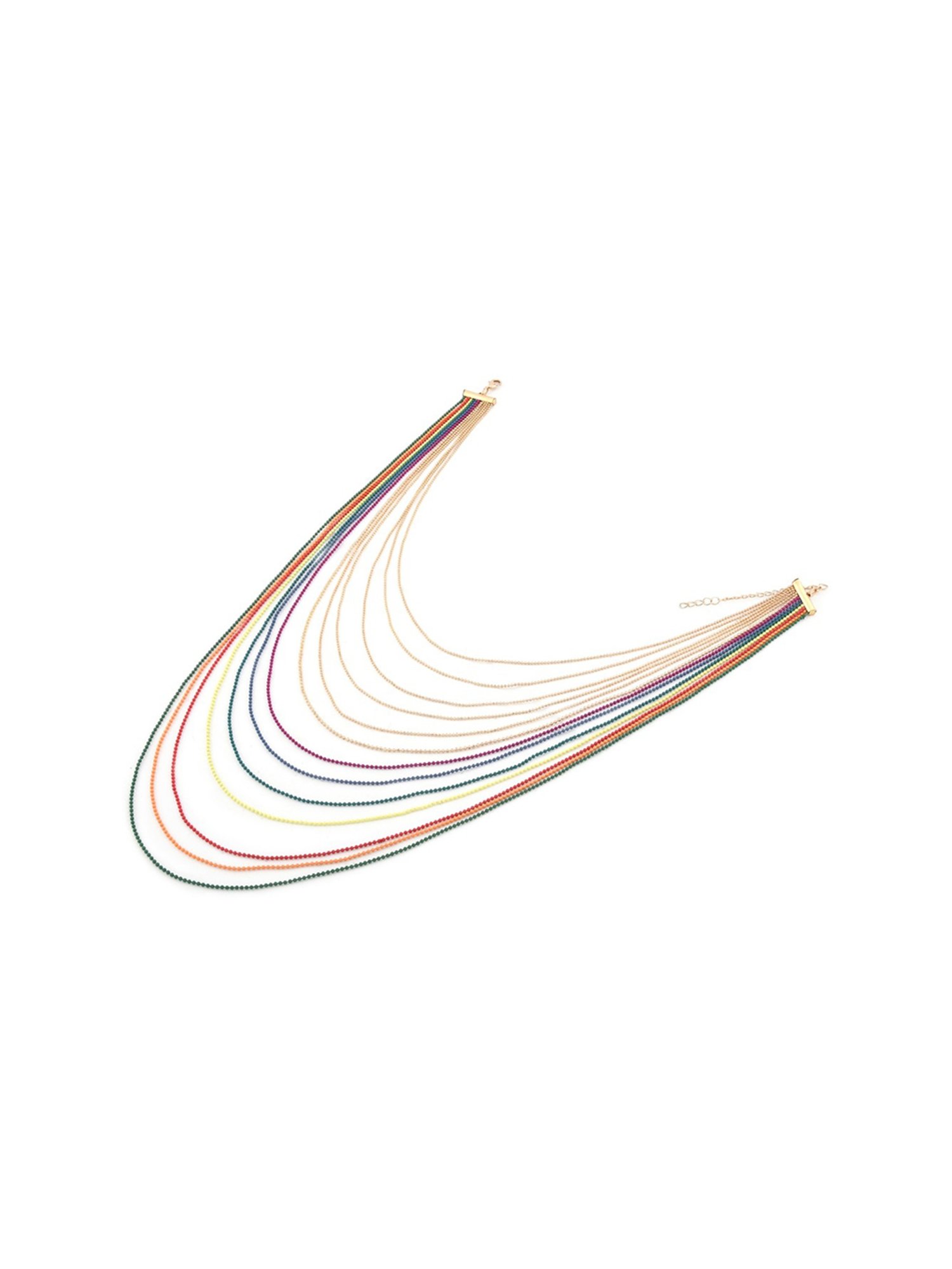 Zaveri Pearls Gold Tone Multicolor & Multi Layered Classy Contemporary Necklace & Earring Set