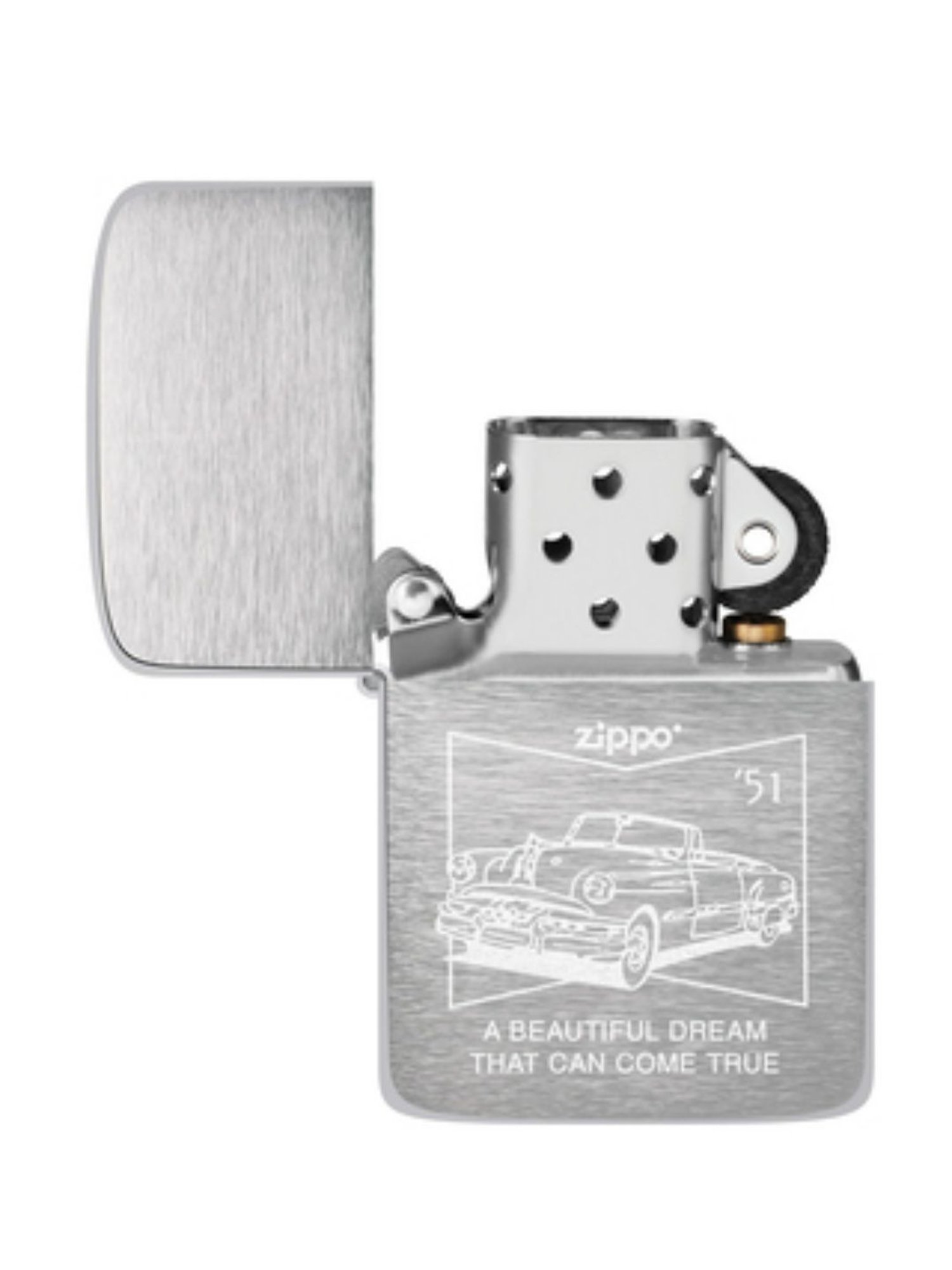 Zippo Silver 50s Car 1941 Replica Brushed Design Brass Windproof Pocket Lighter